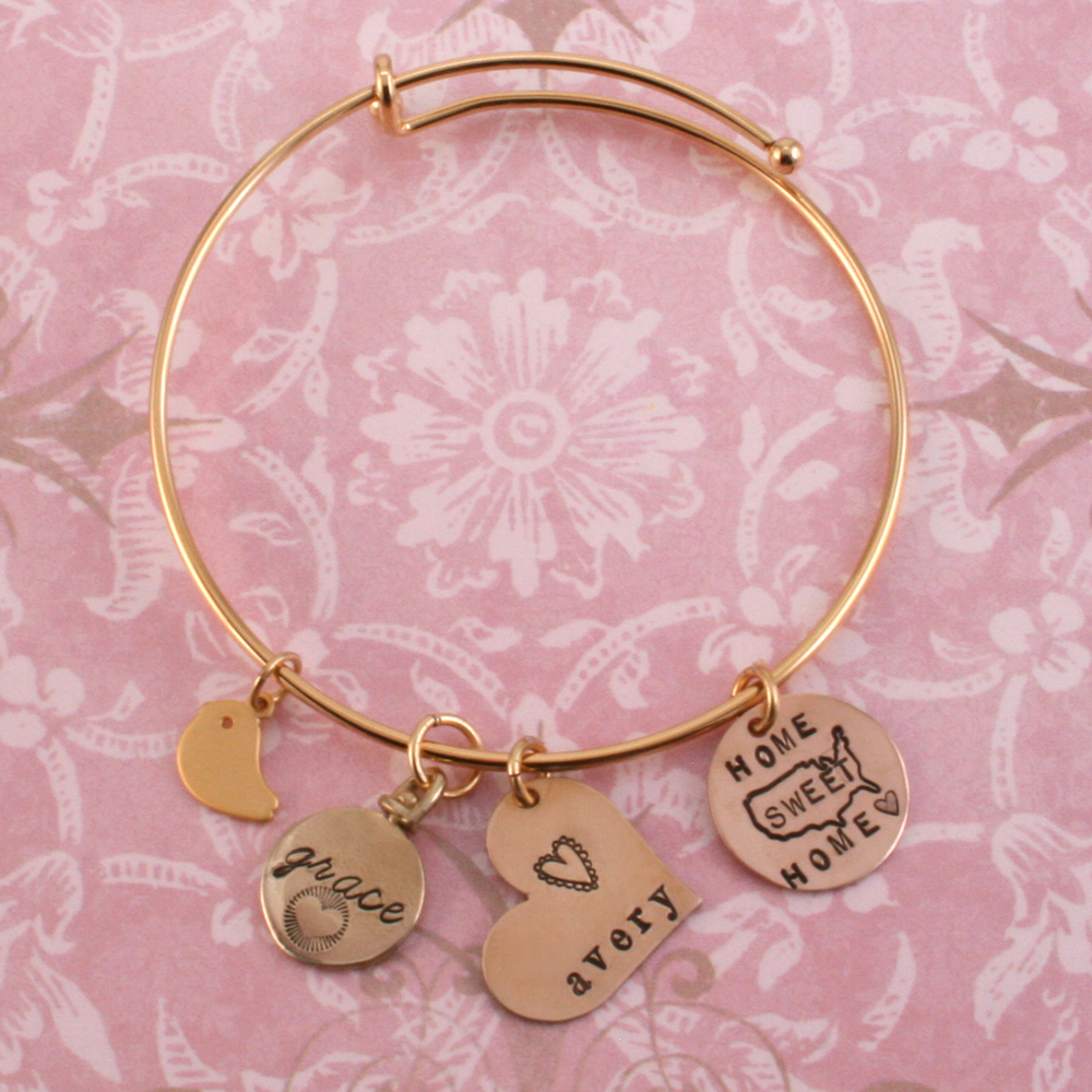 Metal Stamping Blanks Gold Plated Expandable Charm Bracelet